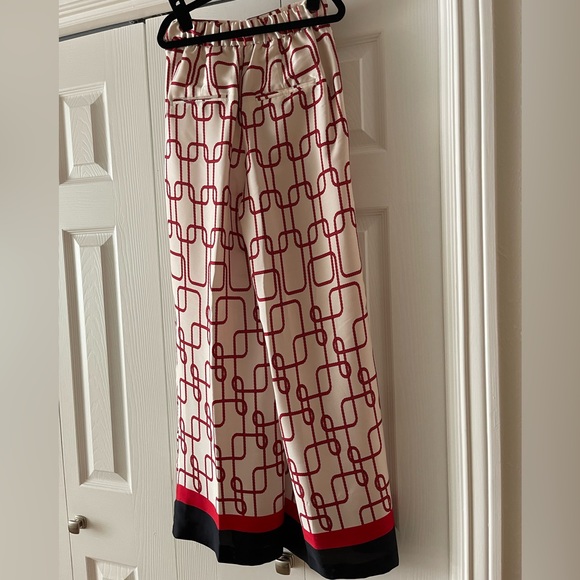 Zara Women's ♥️⛓️♥️ Flowy Knot Print Chain Wide Leg Ankle Pants Size: XS - Picture 5 of 6
